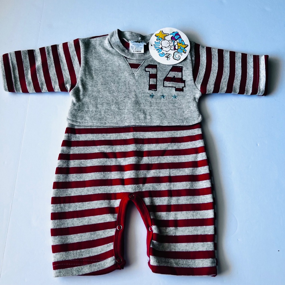Vintage NOS Cuties by Judy Bodysuit Sleeper 3-6M Striped Baby Outfit